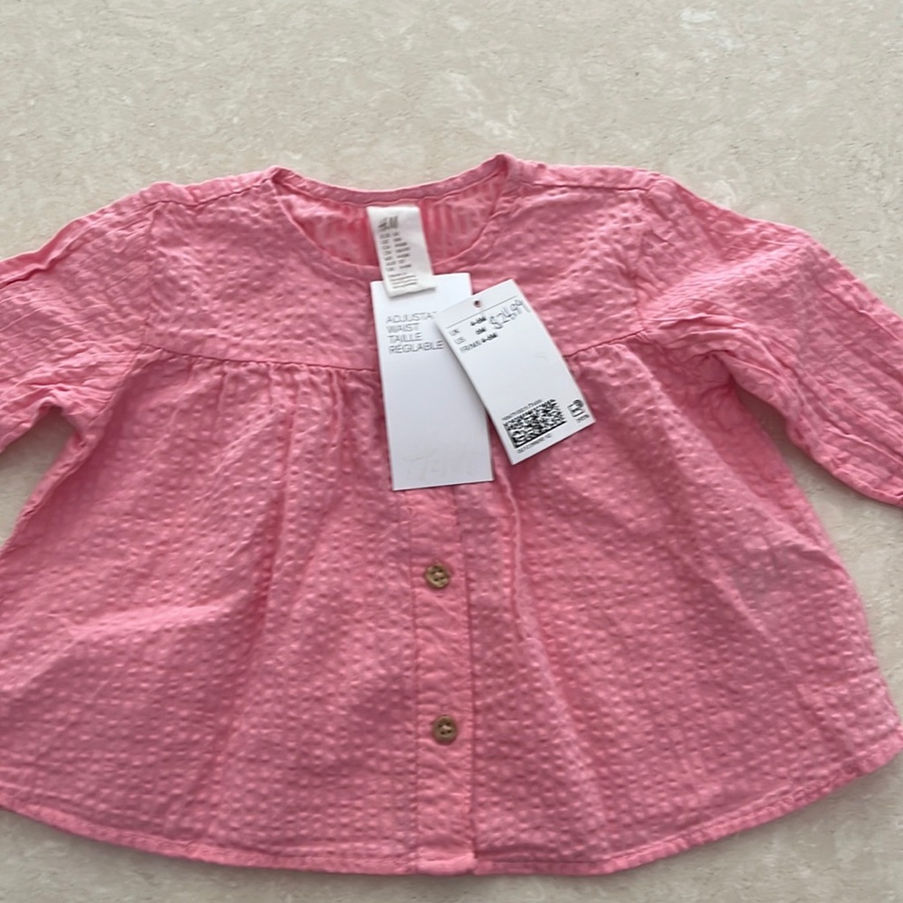H&M pink dress shirt size 6m, brand new with tags